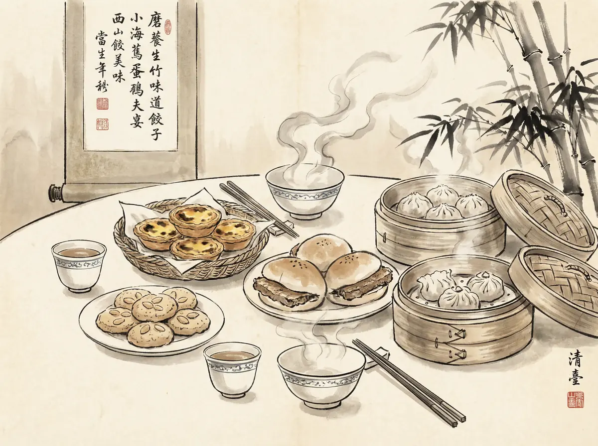 澳门皇冠官网推荐澳门传统美食水墨画风格