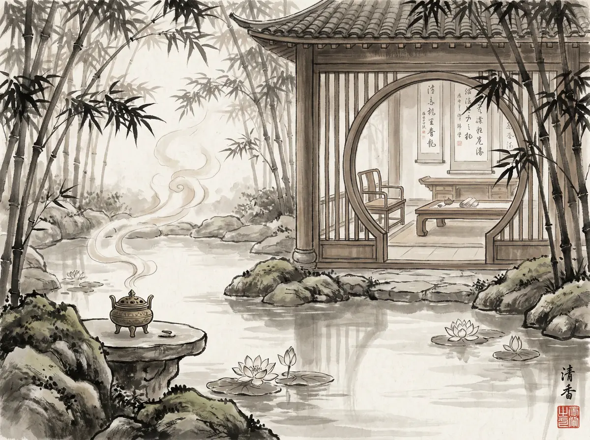 澳门皇冠官网水墨养生阁温泉池与竹林环绕的东方水疗中心